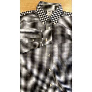 Brooks Brothers 346 Men's Button Down Large Navy/White Gingham Check Shirt 104
